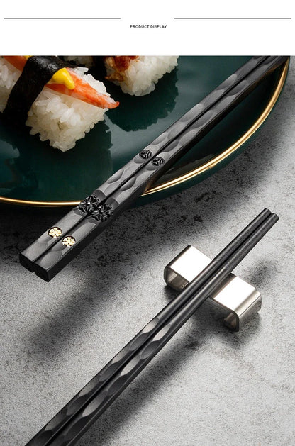 5 Pairs Stainless Steel Non-Slip Chopsticks Set