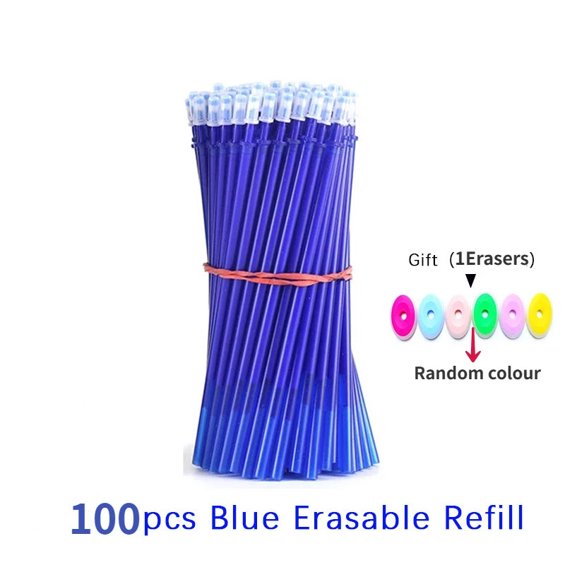 100-Pack 0.5mm Erasable Gel Ink Refills with Bonus Erasers