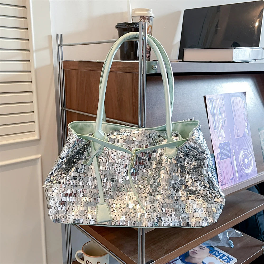 Sequined Underarm Shoulder Tote Bag