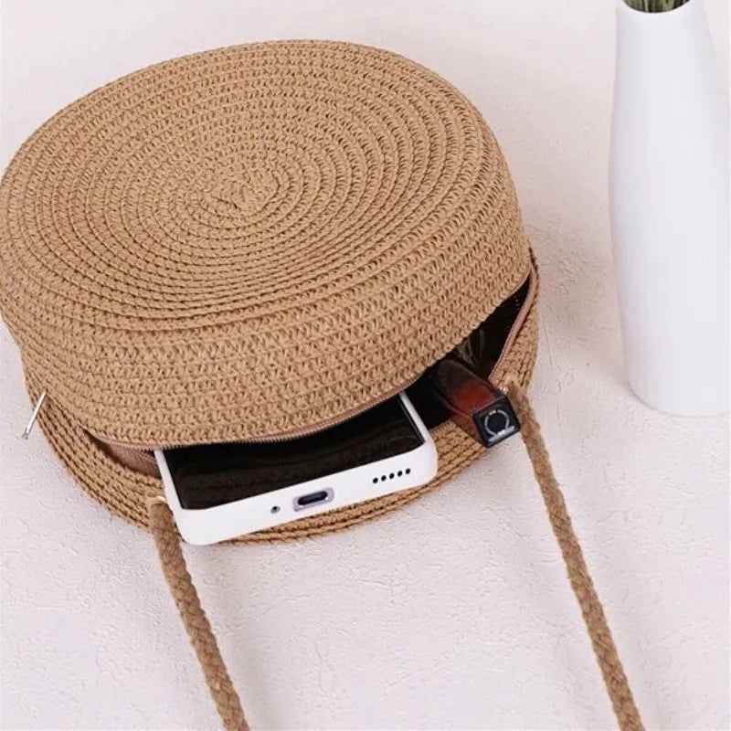 Round Straw Crossbody Bag