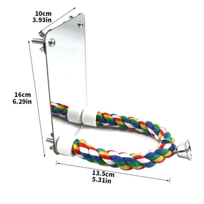 Parrot Activity Mirror & Cotton Rope Perch Toy
