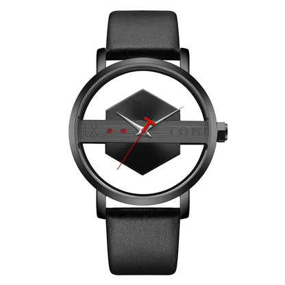 Men's Minimalist Leather Quartz Watchmen watch, minimalist watch, leather strap watch, quartz watch, casual watch, fashion accessories, skeleton style watch, business casual watch, wristwatch