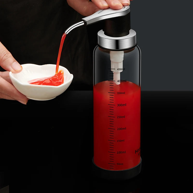 Glass Pump Sauce Dispenser Bottle