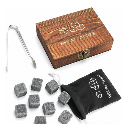 Whisky Ice Stone Set with Wooden Box