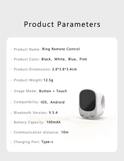 Bluetooth Touchpad Ring Remote Control