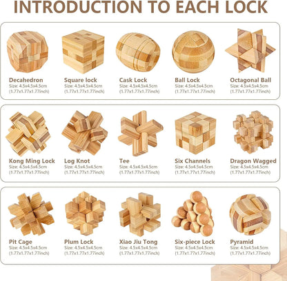 Wooden Kong Ming & Lu Ban Lock 3D Brain Teaser Puzzle