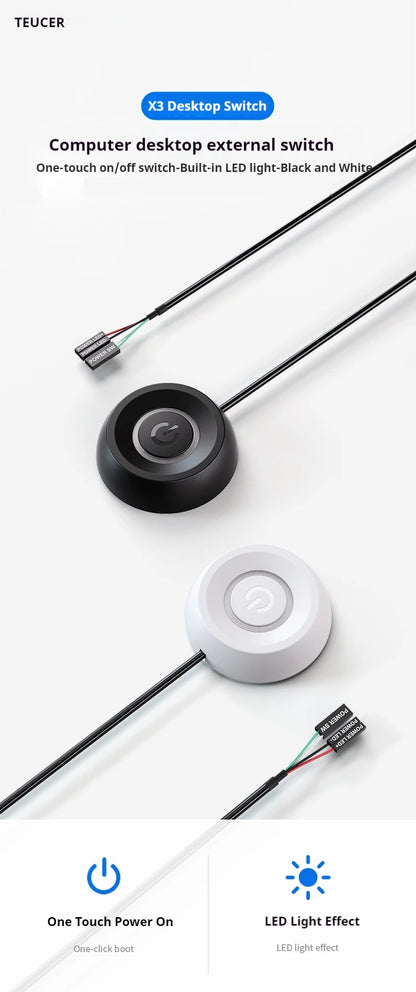 External Desktop PC Power Button Switch with 1.8m Cable