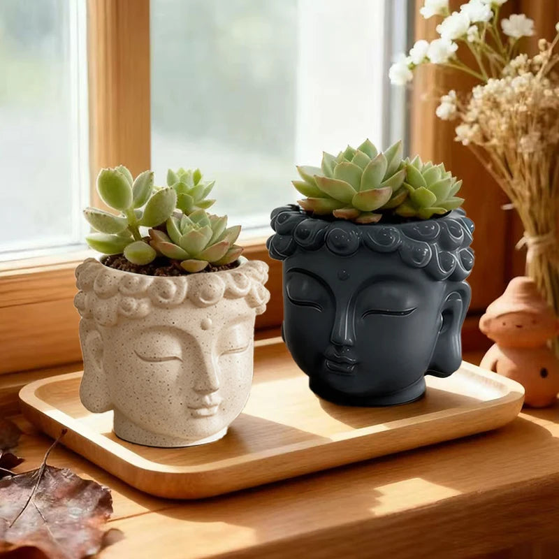 Meditation Face Resin Planter Pot