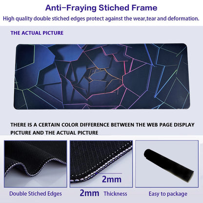 Extended Geometric Gaming Mouse Pad with Non-Slip Base
