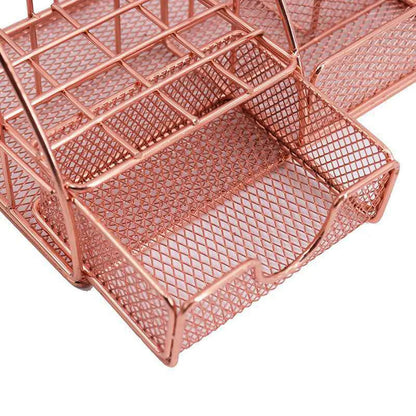 Rose Gold Mesh Desk Organizer