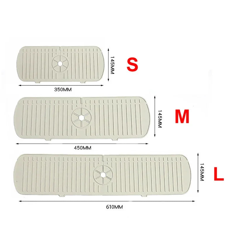 Silicone Faucet Splash Guard & Drain Mat for Kitchen & Bathroom Sinks