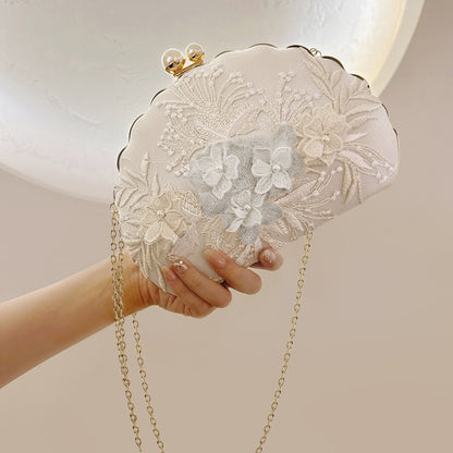 Vintage Lace Shell Evening Clutch Bag