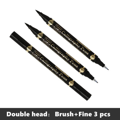 3 Pc/lot Double Head Multifunction Pen Black Ink For Calligraphy