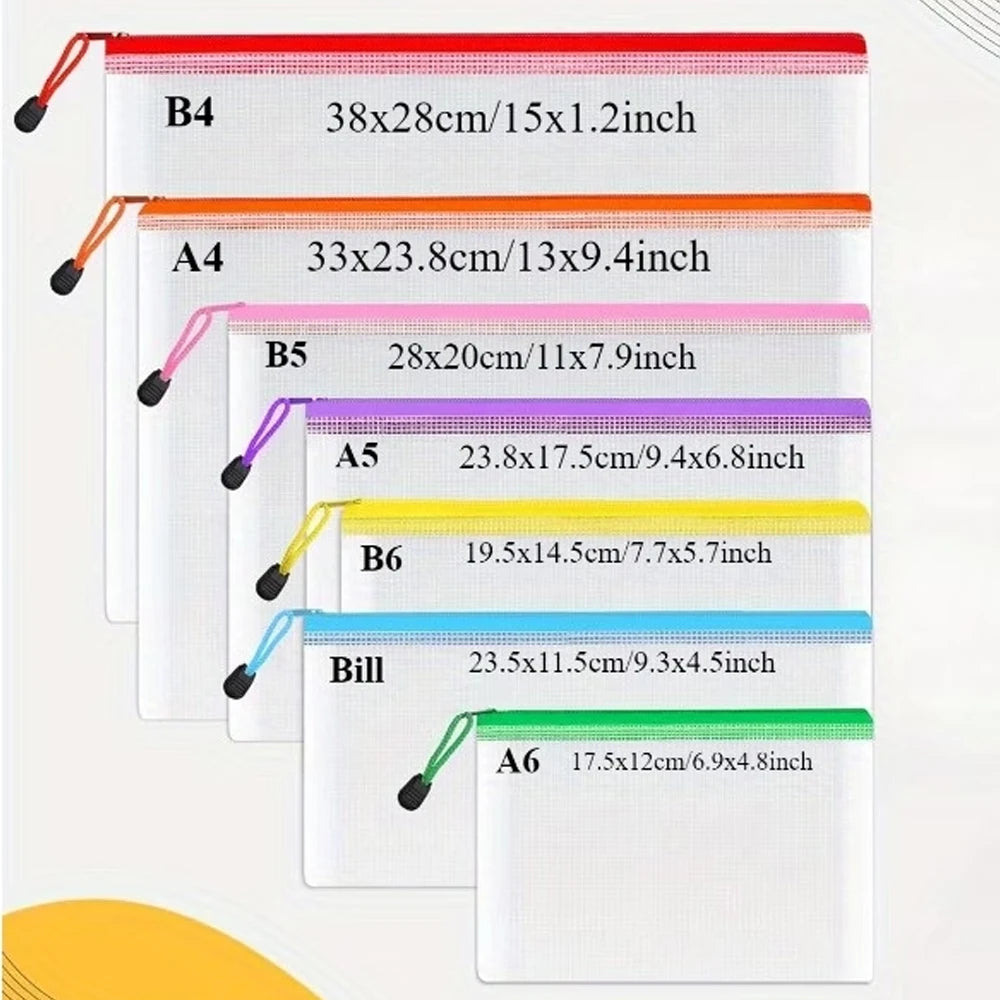 Mesh Zipper Document Pouch Set