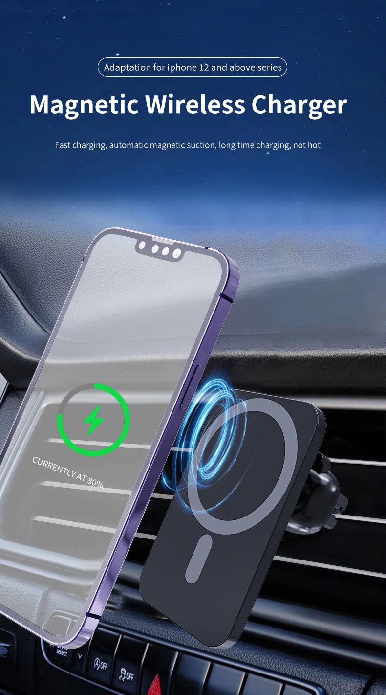 Magnetic Wireless Car Charger & Vent Mount for iPhone