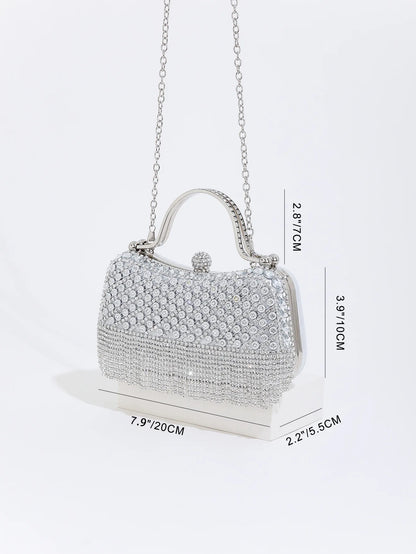Rhinestone Tassel Handle Evening Bag