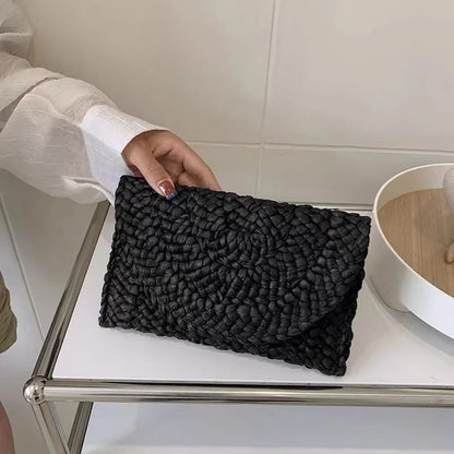 Women’s Handwoven Straw Envelope Clutch Bag