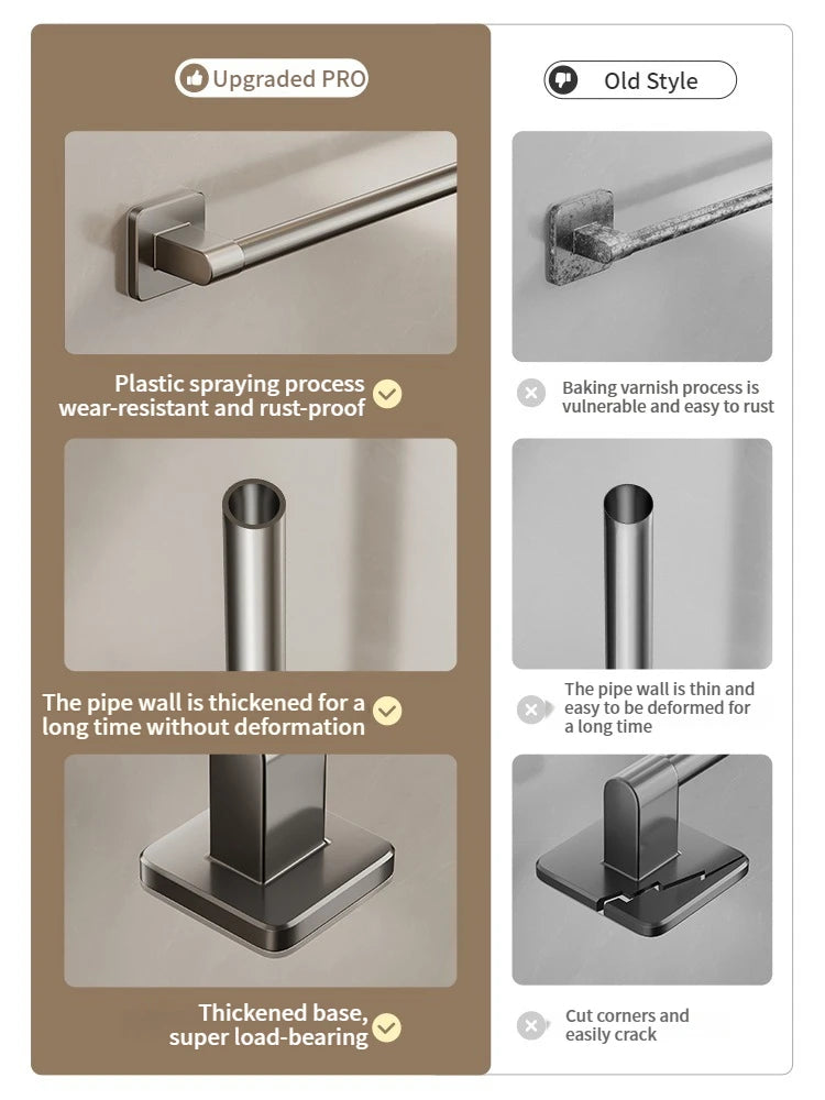 No-Drill Self-Adhesive Bathroom Towel Rack