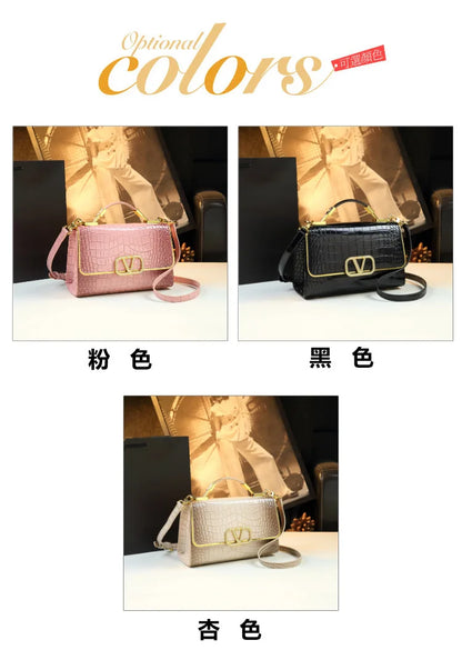 Elegant Croc-Texture Crossbody Tote Bag