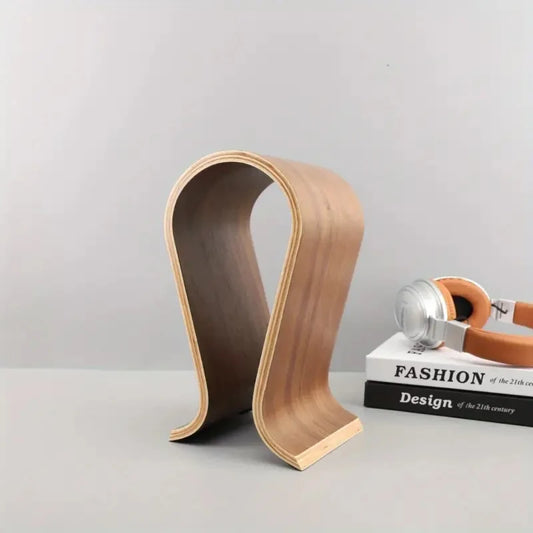 U-Shaped Wooden Headphone Stand for Desk