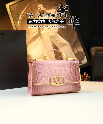Elegant Croc-Texture Crossbody Tote Bag