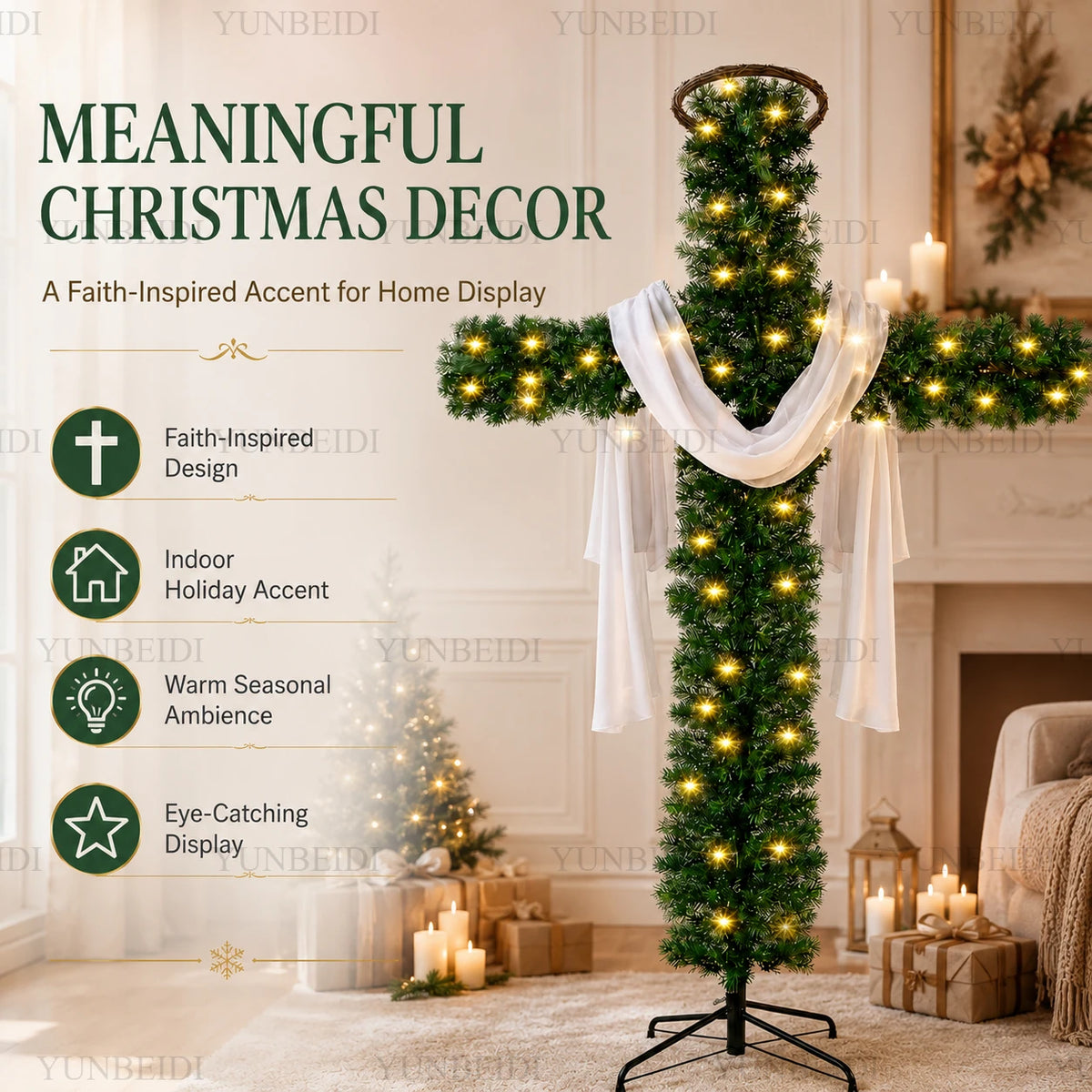 LED Cross-Shaped Christmas Tree
