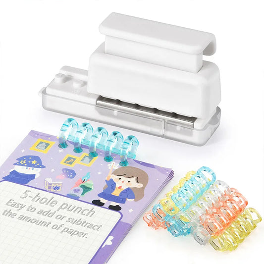 Mini 5-Hole Paper Punch for Loose-Leaf Notebooks