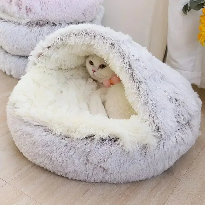 2-in-1 Soft Cushion Bed for Cats & Small Dogs