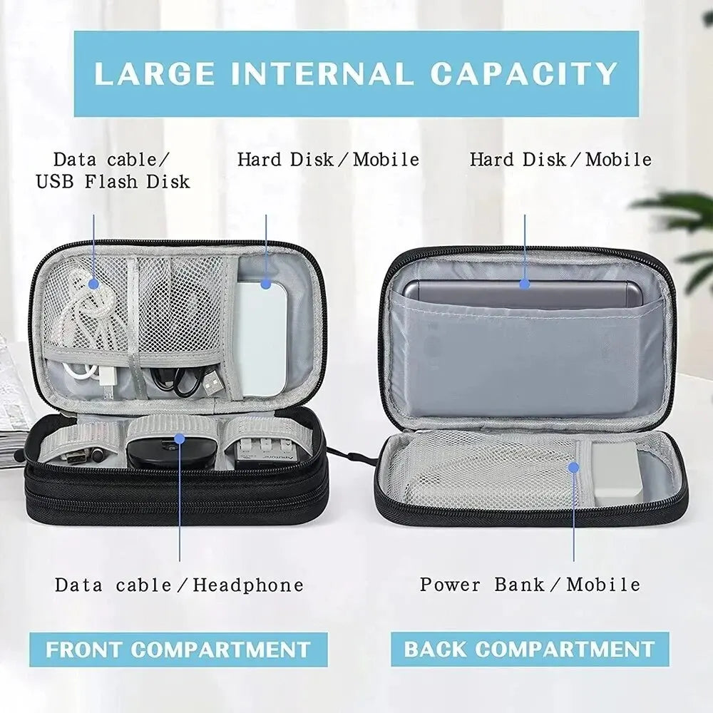 Double-Layer Cable & Electronics Organizer Bag