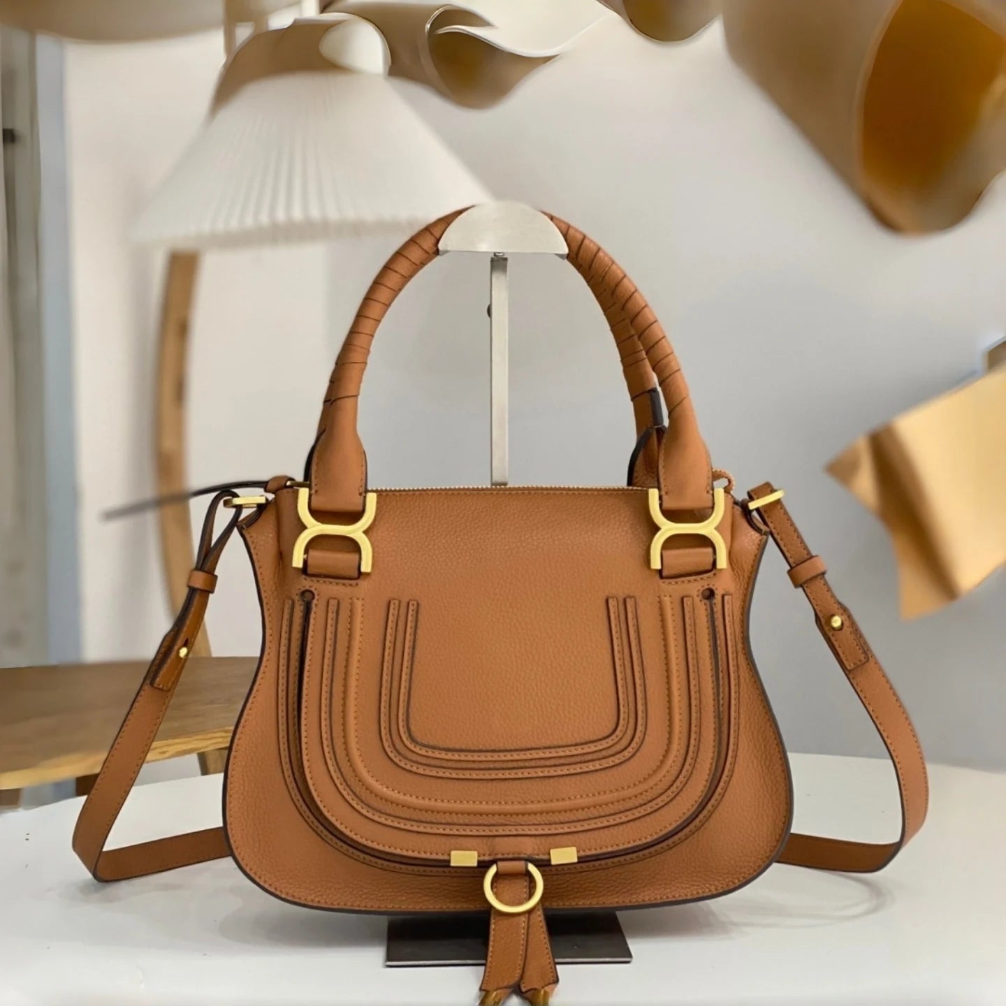 Vintage Genuine Leather Saddle Crossbody Bag for Women