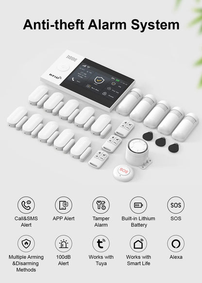 Tuya Security Alarm Kit with Touch Screen & Sensors