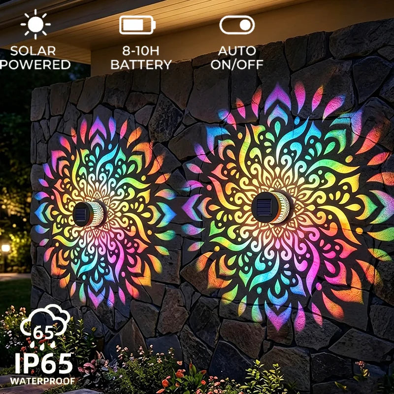 Solar Mandala Projector Garden Wall Light