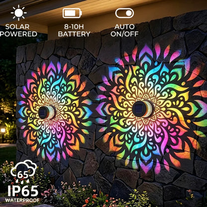 Solar Mandala Projector Garden Wall Light
