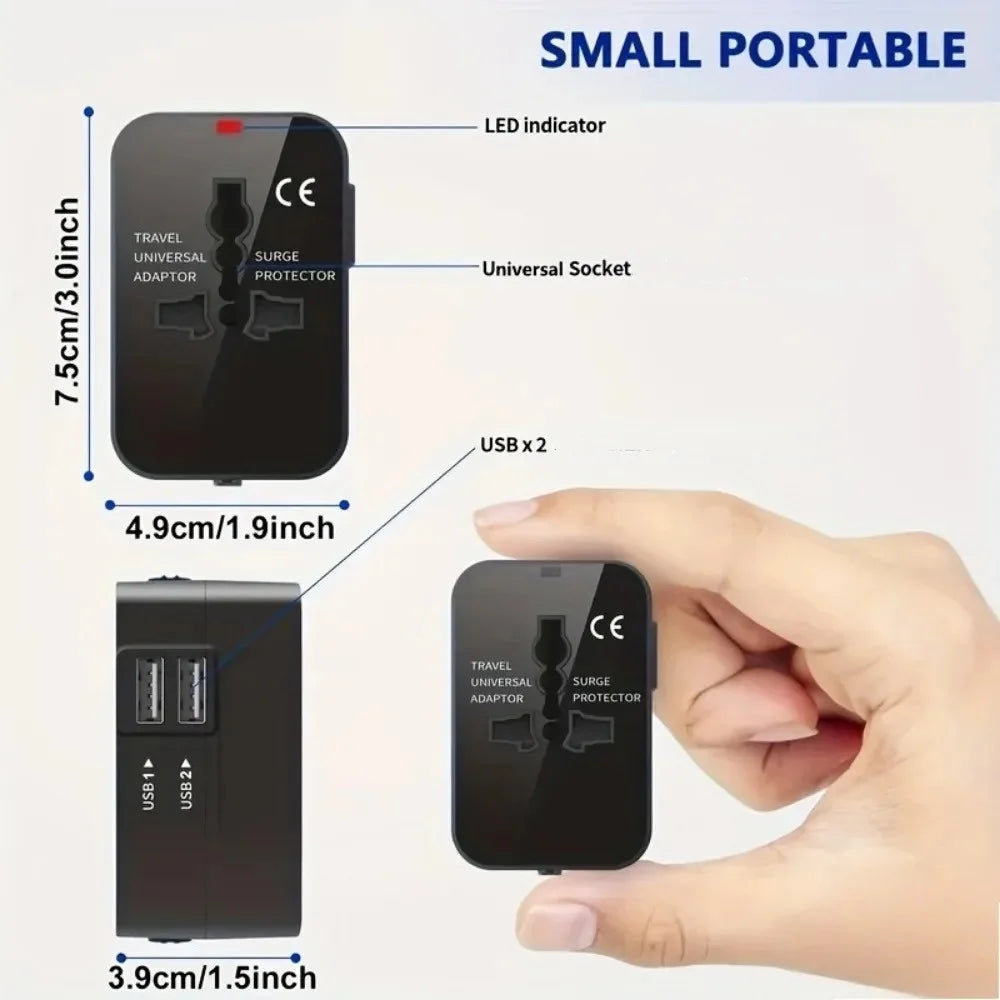 Universal Travel Power Adapter with Dual USB Ports