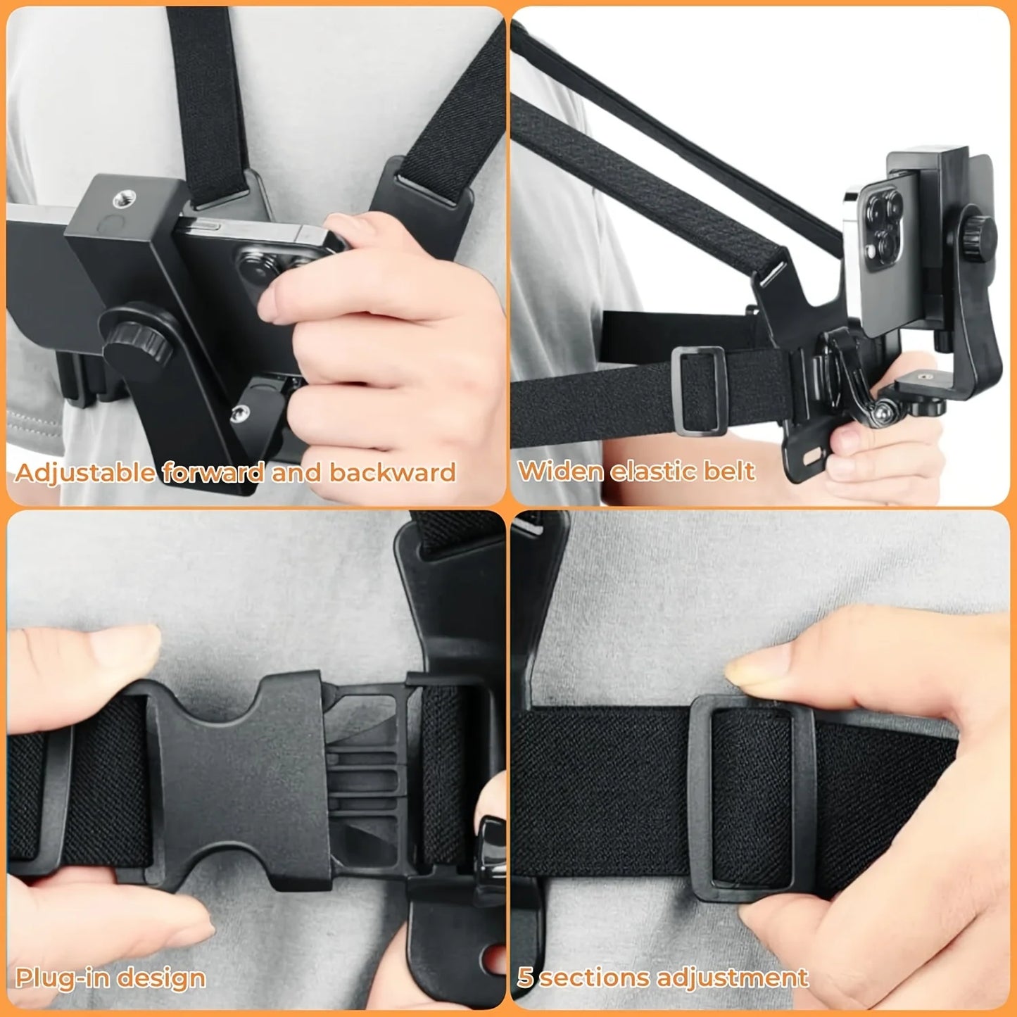 Adjustable Chest Mount for Action Cameras & Phones