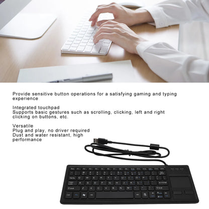 Compact Water-Resistant Wired Keyboard with Integrated Touchpad