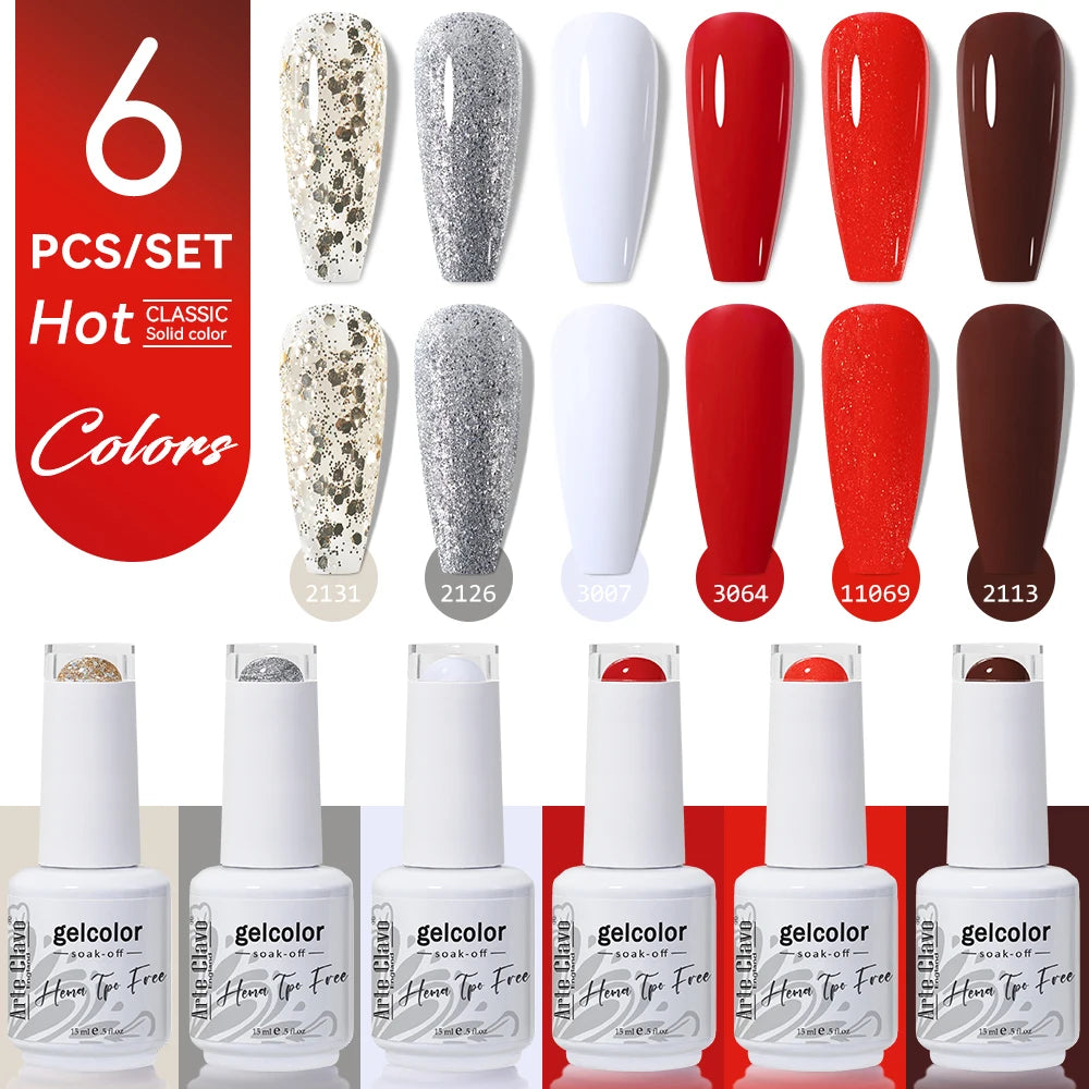 Arte Clavo 6PCS HEMA & TPO Free Gel Nail Polish Set