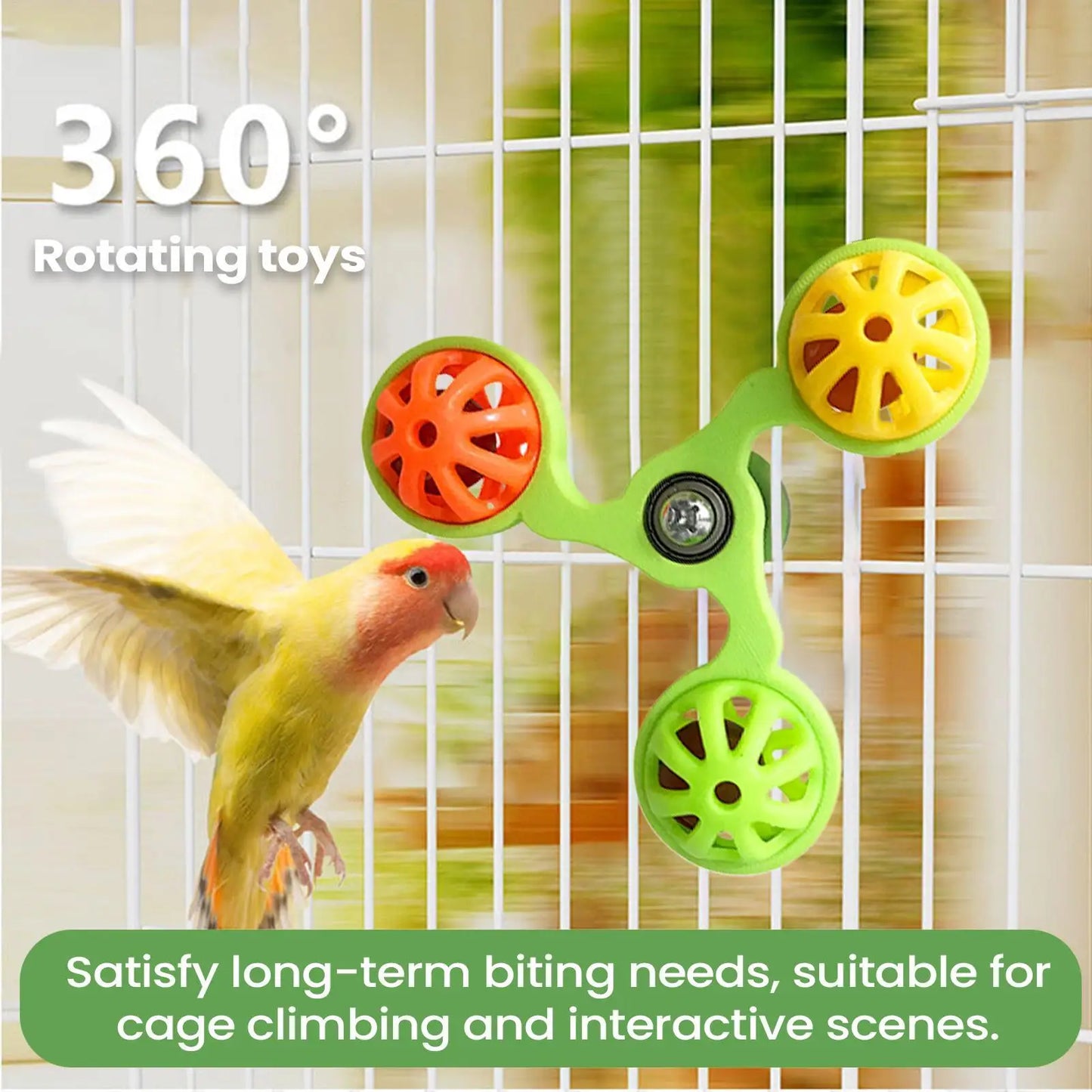 Interactive Rotating Windmill Bird Toy with Bells
