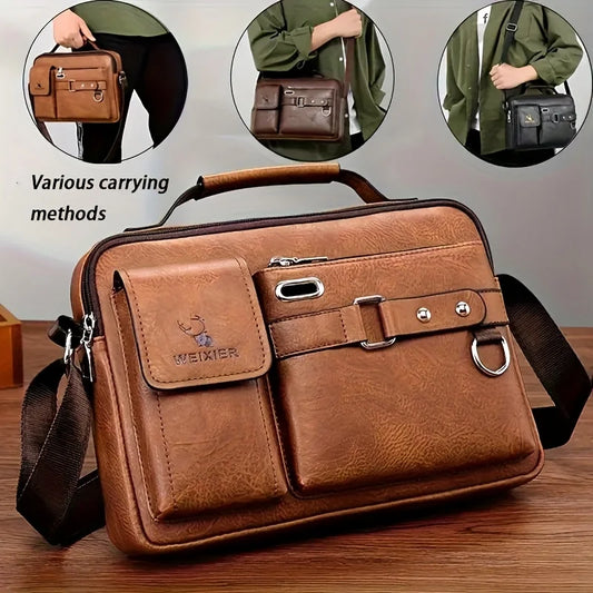 Business Casual PU Leather Messenger Bag