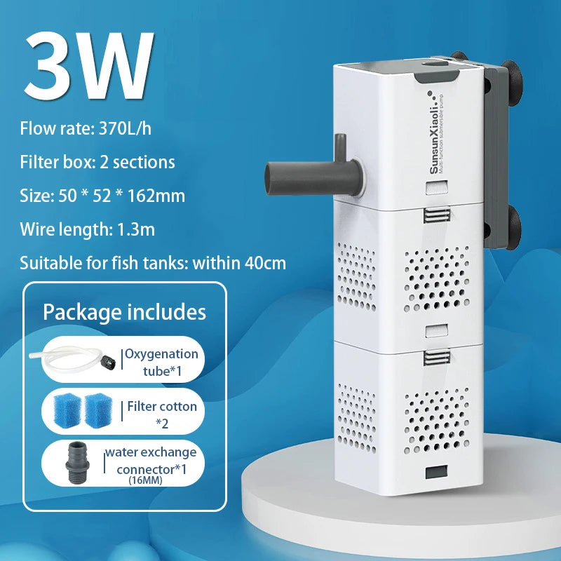 Internal Aquarium Filter Pump with Water Circulation & Oxygenation
