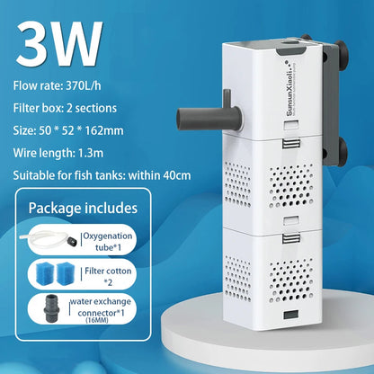 Internal Aquarium Filter Pump with Water Circulation & Oxygenation