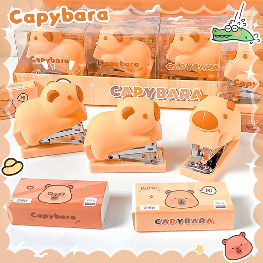 Cute Capybara Stapler with Staples for School & Office