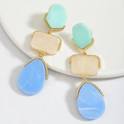 Long Geometric Style Drop Earrings