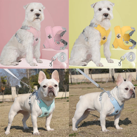Dog Harness Leash Set – Reflective Breathable Pet Vest Harness