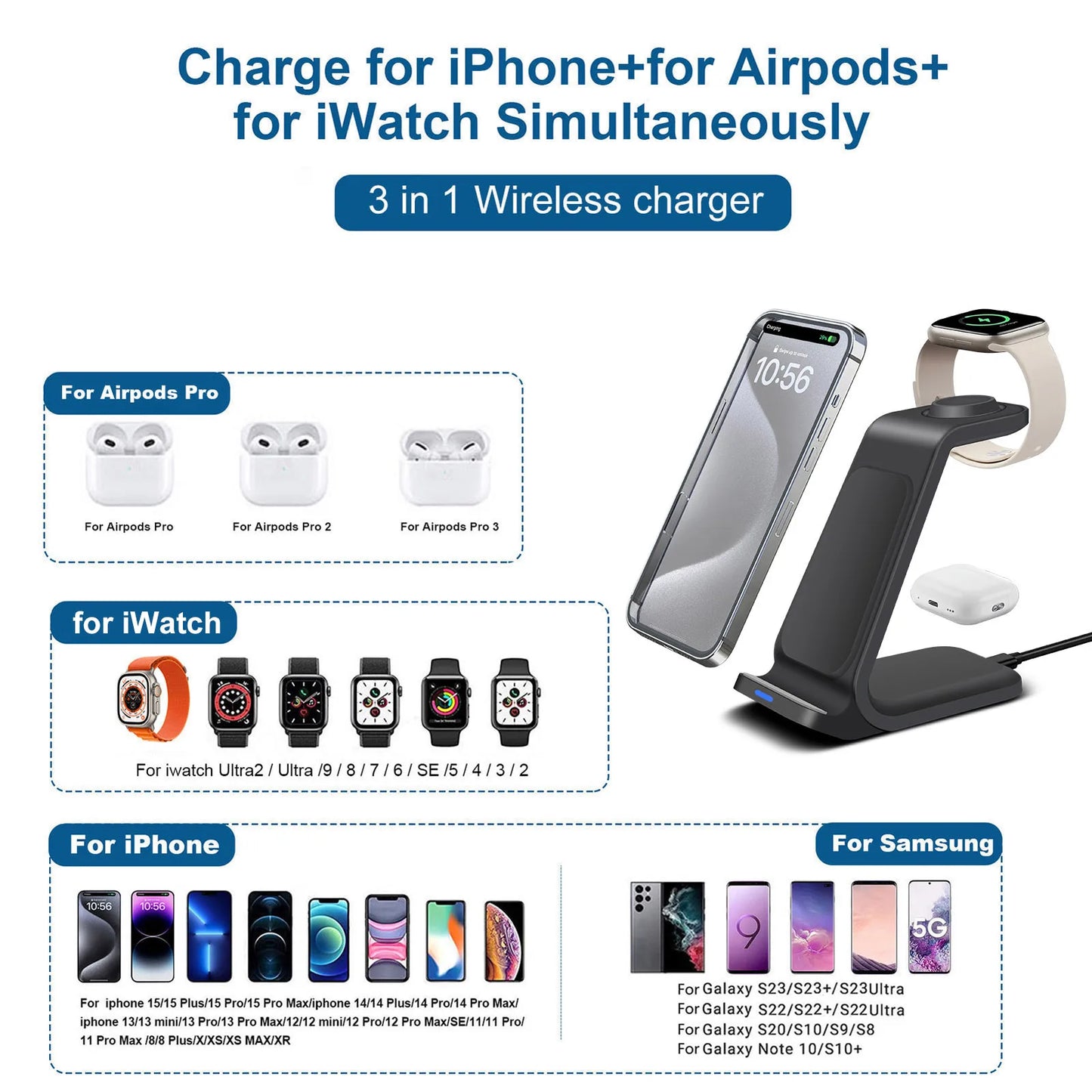 Wireless Charger Stand For IPhone 15 14 13 12 11