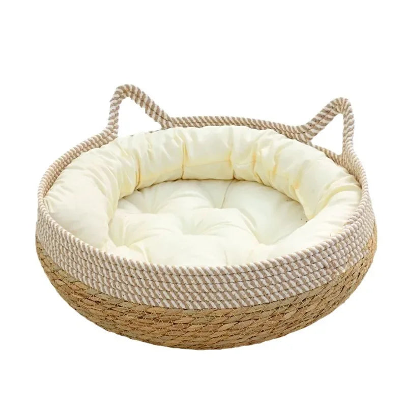 Handwoven Wicker Cat Bed