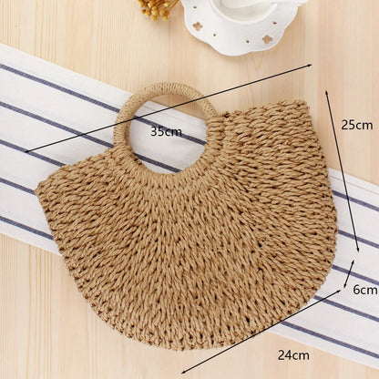 Bohemian Woven Straw Tote Crossbody Bag