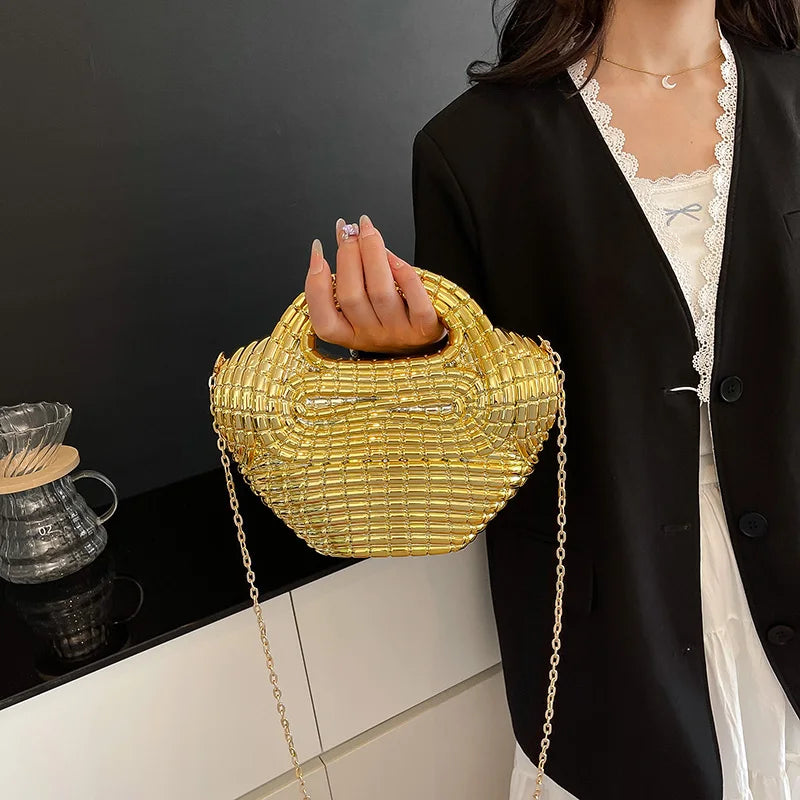 Metallic Acrylic Woven Handbag