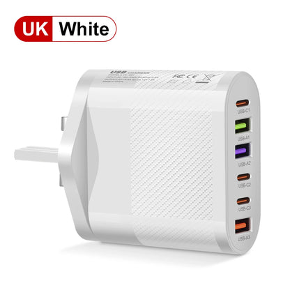 Fast Charging 65W Type C PD QC3.0 Phone Adapter For iPhone Xiaomi Huawei Samsung