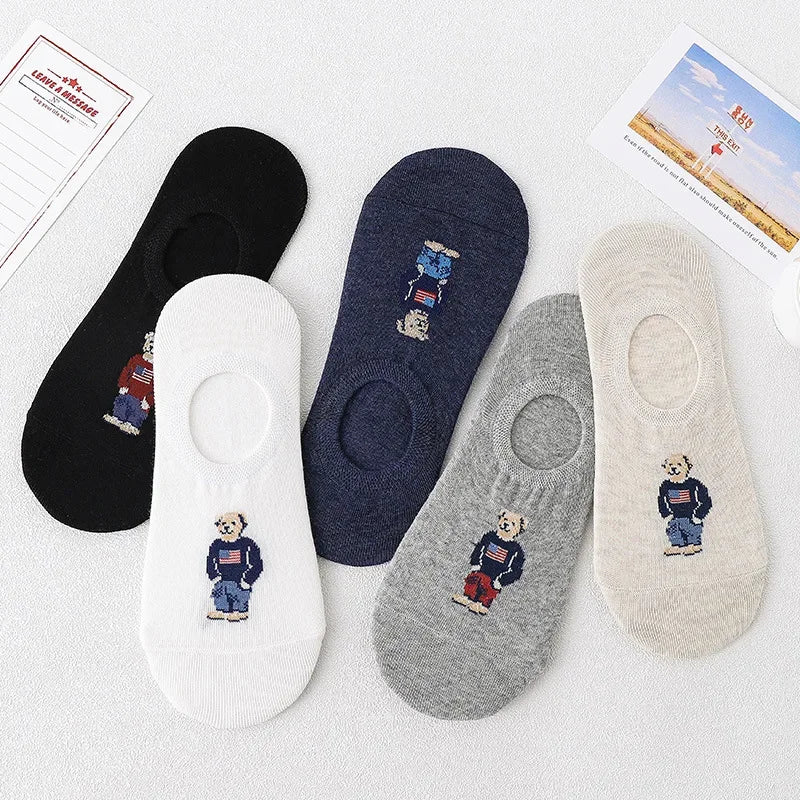Men’s Invisible Cotton Boat Socks 5 Pairs